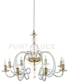 Lampadario vivaldi 8 luci trasparente oro attacco e14 d.88cm