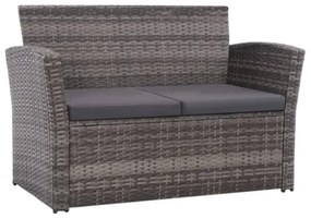 Set Divani da Giardino 4 pz con Cuscini in Polyrattan Grigio