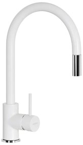 Rubinetto da cucina con doccetta a collo di cigno Aquastar bianco SCHOCK