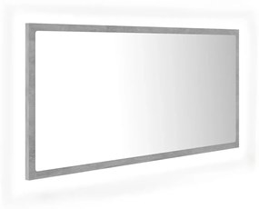 Specchio da bagno a led grigio 90x8,5x37 cm in acrilico