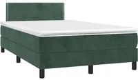 Letto a Molle con Materasso e LED Verde Scuro 120x190cm Velluto 3270150