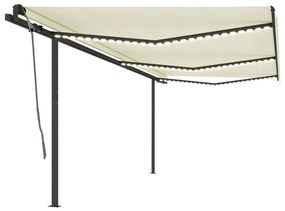 Tenda da Sole Retrattile Manuale con LED 6x3 m Crema