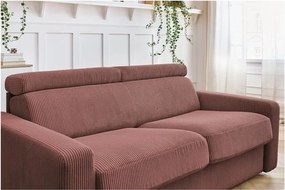 Divano rosa allungabile con rivestimento in velluto a coste 195 cm Monaco – Bobochic Paris