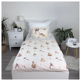 Set copripiumino e federa da bambini beige in cotone per culla 100x135 cm Animals "Woodland" – Jerry Fabrics
