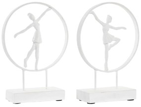 Statua Decorativa DKD Home Decor Ballerina Alluminio Bianco Legno di mango Moderno (23 x 9 x 33 cm) (2 Unità)