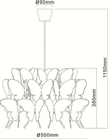 Lampadario per cameretta FARFALLA 1xE27/60W/230V rosa