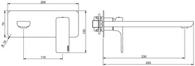 Treemme Hask miscelatore monocomando lavabo incasso 230mm senza parte incasso cromo