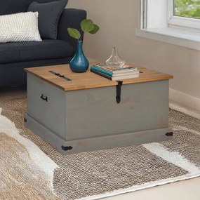 Cassapanca Halden Grigio 91x91x47 Cm İn Legno Massello Di Pino /
