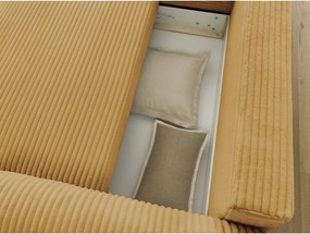 Divano angolare color senape allungabile (con penisola a sinistra) con rivestimento in velluto a coste Lucien – Bobochic Paris