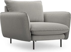 Poltrona Vienna in tessuto strutturato con gambe nere - L95cm