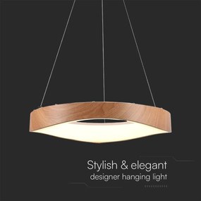 Lampadario LED sospeso 25W circolare colore legno 3000K – Ø500mm