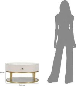 Tavolo da caffè con struttura dorata montpellier color crema ø75x36 cm