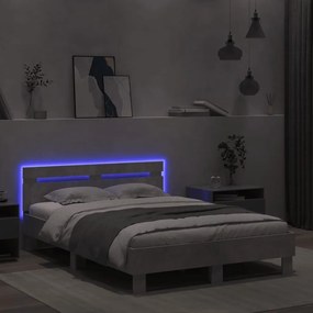 Giroletto con testiera e led grigio cemento 120x200 cm