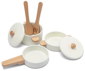 Set di stoviglie in legno per bambini - bianco