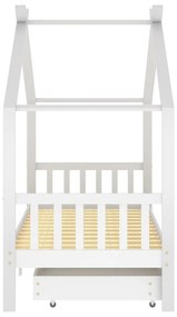 Giroletto bambini bianco con cassetti massello di pino 90x200cm
