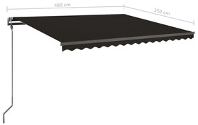 Tenda da Sole Retrattile Automatica con Pali 4x3,5 m Antracite