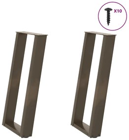 Gambe Tavolo Consolle A U 2 Pz 28x(72-73) Cm Acciaio /