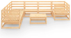 Set divani da giardino 9 pz in legno massello di pino