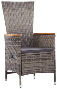 Set da pranzo da giardino 9 pz con cuscini grigio
