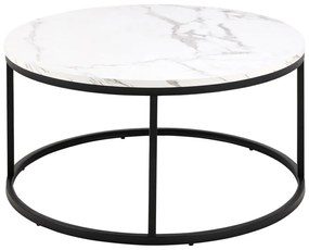 Tavolino rotondo bianco con piano effetto marmo ø 80 cm Spiro - Actona