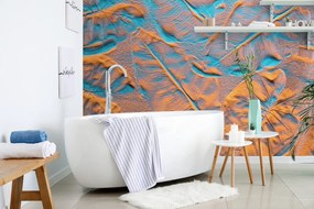 Carta da parati – Texture foglie su spiaggia sabbiosa