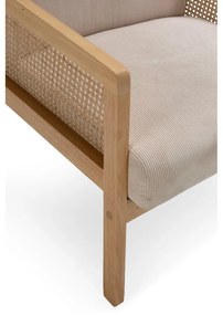 Poltrona con trama beige con rivestimento in velluto a coste Debra – Marckeric