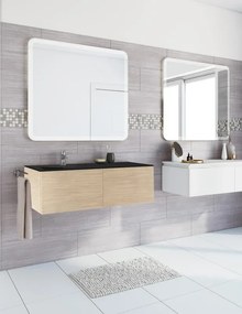 Mobile sottolavabo e lavabo Neo rovere naturale L 120 x H 32 x P 48 cm 1 vasca 2 cassetti