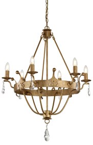 Lampadario Classico Windsor Acciaio Patina Oro 6 Luci E14