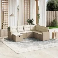 Set Divani da Giardino 7 pz con Cuscini Beige in Polyrattan 3263524