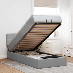 Pouf Letto Con Materasso E Led Grigio Chiaro 90x200 Cm Tessuto /