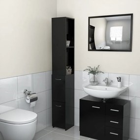 Armadietto da bagno nero 25x26,5x170 cm in legno multistrato