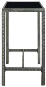 Set da bar da giardino 5 pz con cuscini in polyrattan grigio