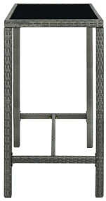 Set da bar da giardino 5 pz con cuscini in polyrattan grigio