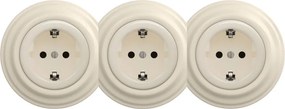 Kliklap - Presa domestica tripla retrò con cornice SCHUKO 230V beige