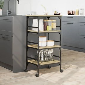 Carrello cucina rovere sonoma 45x35x89,5 cm legno multistrato