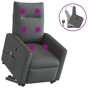 Poltrona Alzapersona Massaggi Reclinabile Grigio Scuro Tessuto /