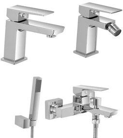 Set miscelatori cromati lavabo bidet e vasca con kit doccia Kubo
