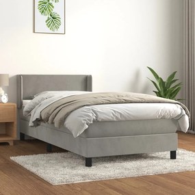 Giroletto A Molle Con Materasso Grigio Chiaro 80x200 Cm Velluto /