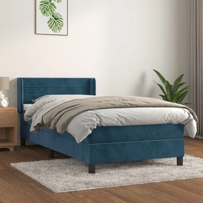 Giroletto A Molle Con Materasso Blu Scuro 100x200 Cm İn Velluto /