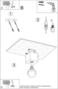 Lampada da soffitto in colore naturale 10x10 cm Gabi - Sollux