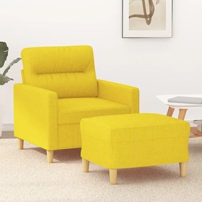 Poltrona Con Poggiapiedi Giallo Chiaro 60 Cm İn Tessuto /