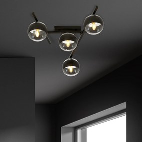 Plafoniera Moderna Teti Acciaio Nero 4 Luci E14 Ip20