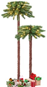Costway Albero di palma artificiale pre-illuminato con 84 punte di rami 100 luci LED, Albero di decorazione natalizia