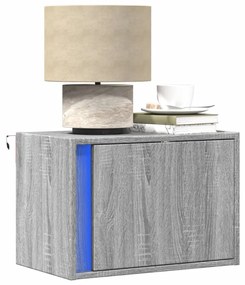 Comodini A Parete Con Luci Led 2 Pz Grigio Sonoma /