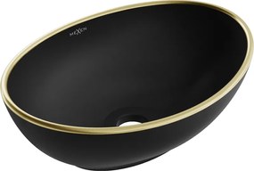 Mexen Elza lavandino da appoggio 40 x 33 cm, nero opaco/bordo dorato - 21014025