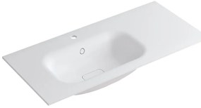 Lavabo a incasso rettangolare vasca a sinistra L 100.5 x H 15 x P 46 cm in resina bianco opaco