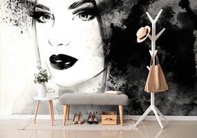Carta da parati – Ritratto femminile alla moda in bianco e nero