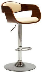 Sgabello Da Bar Crema İn Legno Piegato E Similpelle /