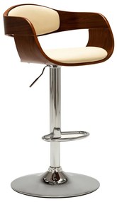 Sgabello Da Bar Crema İn Legno Piegato E Similpelle /