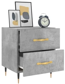 Comodini 2 pz grigio cemento 40x35x47,5 cm in legno multistrato
